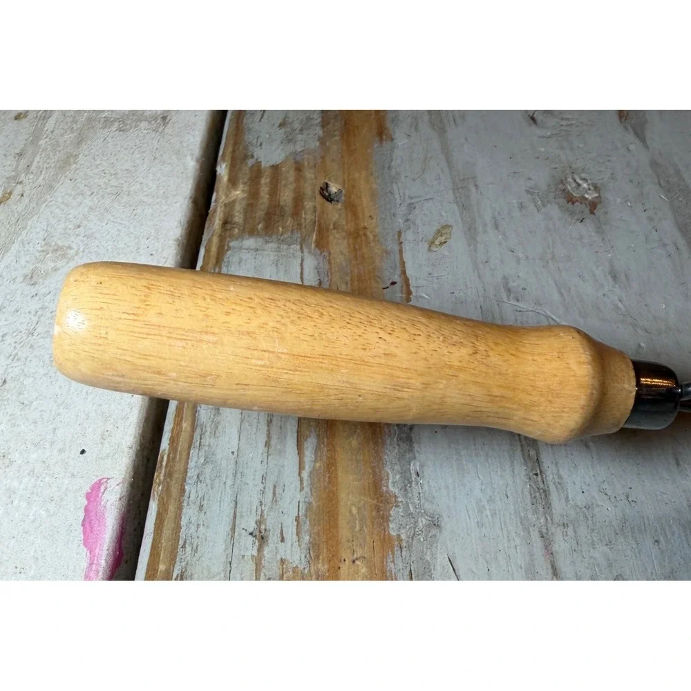 Vintage Crinkle Ripple Cutter Turned Wood Handle Unmarked Potatos Vegetables